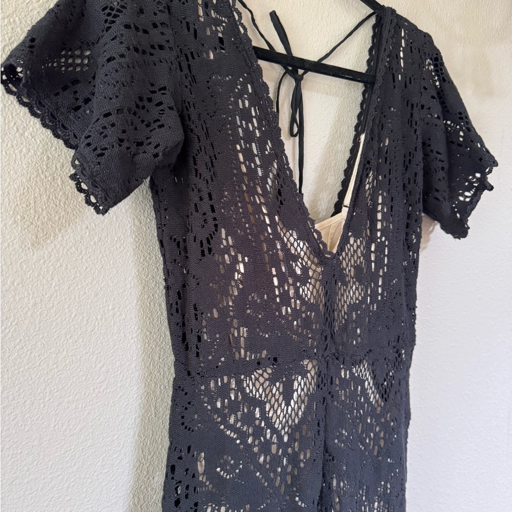 Spell Fleetwood Black Crochet Flare-Leg Jumpsuit - Picture 5 of 14
